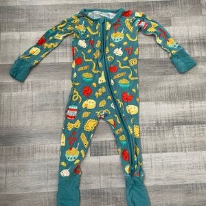 Little Sleepies Teal Ramen Print Kids Footie